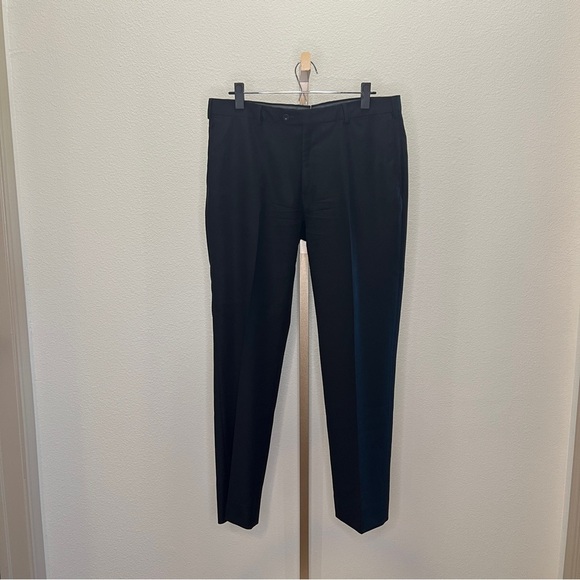 J. Hilburn Vitale Barberis Canonico Black Wool Flat Front Dress Pants 34x30 - Picture 1 of 8